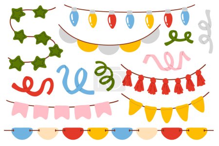Photo for Cute vector collection of colorful flags and garlands - Royalty Free Image