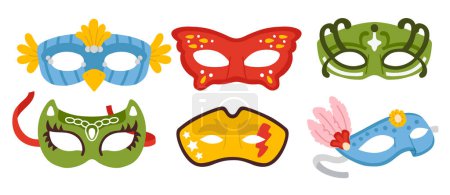 Photo for Cute vector collection of colorful masks for Mardi Gras - Royalty Free Image