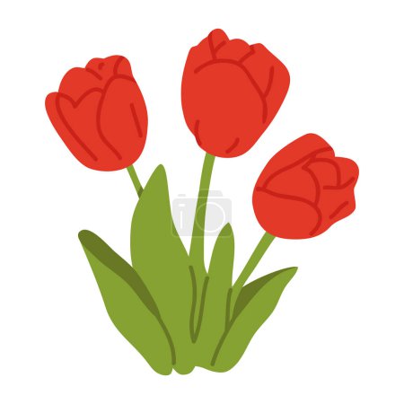 Photo for Vector illustration of cute doodle spring flower tulips for digital stamp,greeting card,sticker,icon,design - Royalty Free Image
