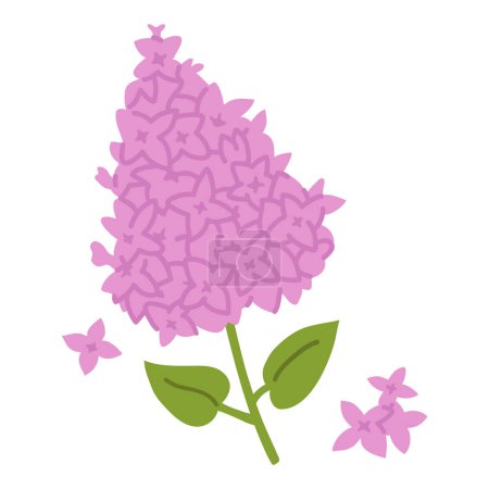 Ilustración de Vector illustration of cute doodle spring flower lilac for digital stamp,greeting card,sticker,icon,design - Imagen libre de derechos