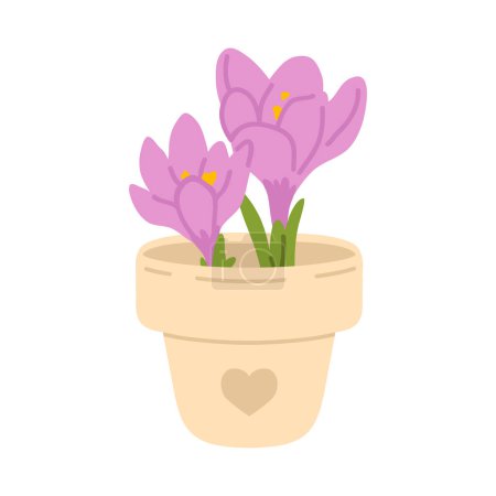 Photo for Vector illustration of cute doodle spring flower crocuses for digital stamp,greeting card,sticker,icon,design - Royalty Free Image