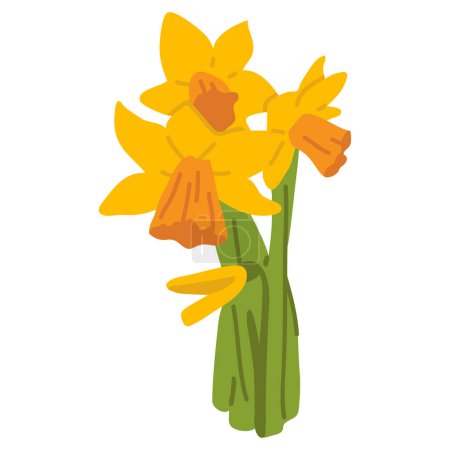 Photo for Vector illustration of cute doodle spring flower narcissus for digital stamp,greeting card,sticker,icon,design - Royalty Free Image