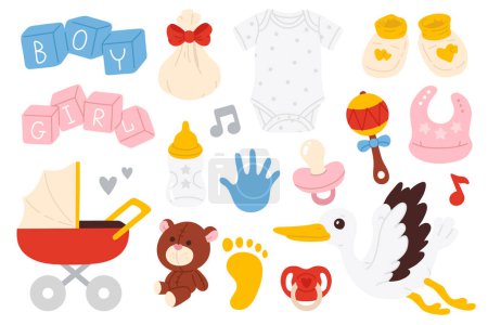 Photo for Vector illustration set of cute doodle baby goods for digital stamp,greeting card,sticker,icon,design - Royalty Free Image