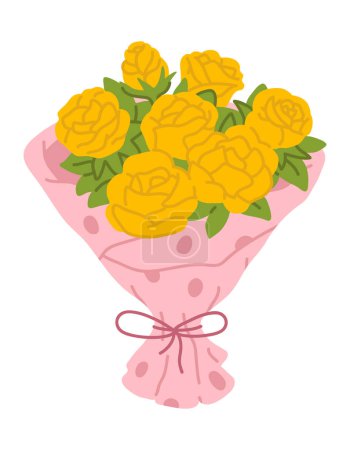 Photo for Vector illustration of cute doodle bouquet with roses for digital stamp,greeting card,sticker,icon,design - Royalty Free Image
