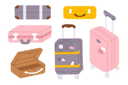 Photo for Vector illustration set of cute doodle suitcases for digital stamp,greeting card,sticker,icon,design - Royalty Free Image