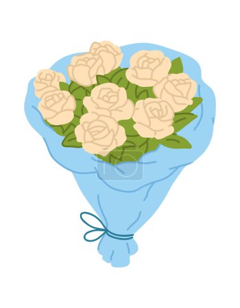Photo for Vector illustration of cute doodle bouquet with roses for digital stamp,greeting card,sticker,icon,design - Royalty Free Image