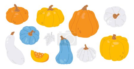Photo for Vector illustration set of cute doodle pumpkins for digital stamp,greeting card,sticker,icon,design - Royalty Free Image