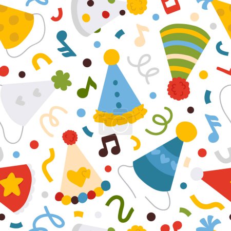 Photo for Vector seamless background pattern with cartoon party hats for surface pattern design - Royalty Free Image