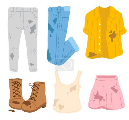 Photo for Vector illustration set of dirty doodle spring clothes for digital games,sticker,icon,design - Royalty Free Image