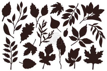 Photo for Vector illustration set of cute doodle silhouettes autumn leaves for digital stamp,greeting card,sticker,icon,design - Royalty Free Image