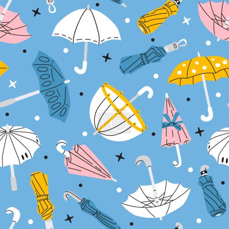 Photo for Vector seamless background pattern with cartoon umbrellas for surface pattern design - Royalty Free Image
