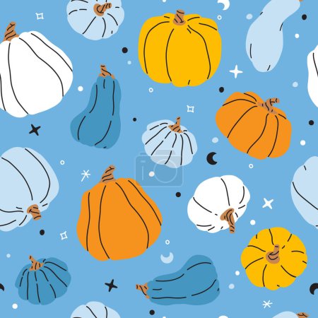 Photo for Vector seamless background pattern with autumn harvest pumpkins for surface pattern design - Royalty Free Image