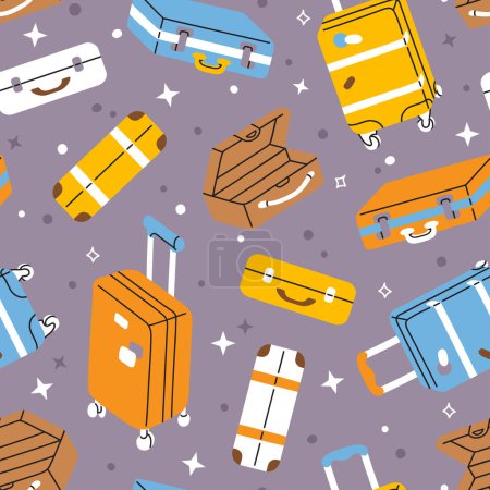 Photo for Vector seamless background pattern with cartoon suitcases for surface pattern design - Royalty Free Image