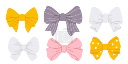 Photo for Vector illustration set of cute bows or bow tie  for digital stamp,greeting card,sticker,icon,design - Royalty Free Image