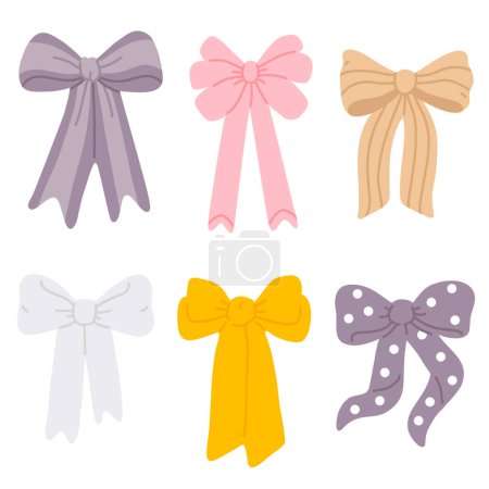 Photo for Vector illustration set of cute bows for digital stamp,greeting card,sticker,icon,design - Royalty Free Image