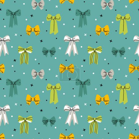 Photo for Vector seamless background pattern with bows and dots for surface pattern design - Royalty Free Image