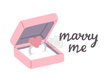Photo for Vector illustration cute doodle ring and marry me text for digital stamp,greeting card,sticker,icon, design - Royalty Free Image