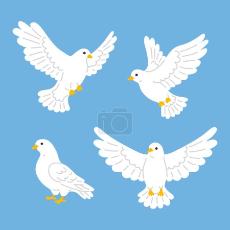 Photo for Vector illustration set of cute doodle doves for digital stamp,greeting card,sticker,icon,design - Royalty Free Image