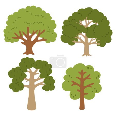 Foto de Conjunto de ilustración vectorial de árbol lindo para sello digital, tarjeta de felicitación, pegatina, icono, diseño - Imagen libre de derechos