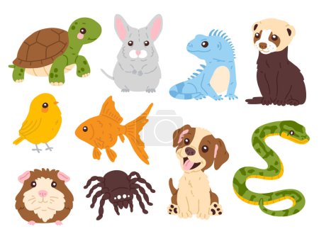 Photo for Vector illustration set of cute pets animals for digital stamp,greeting card,sticker,icon,design - Royalty Free Image