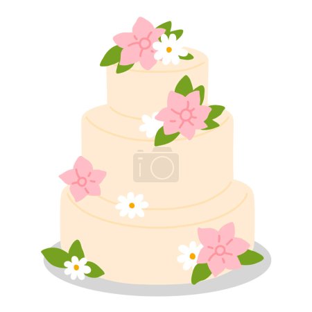 Foto de Ilustración vectorial de la torta linda de la boda del doodle para el sello digital, tarjeta de felicitación, etiqueta engomada, icono, diseño - Imagen libre de derechos