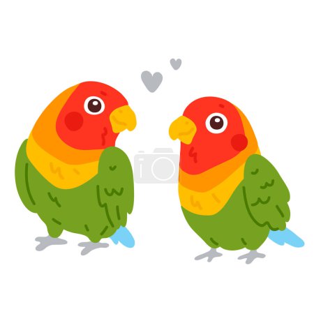 Foto de Vector ilustración lindo dibujo animado doodle tortolitos pareja para tarjeta de felicitación, etiqueta engomada, icono - Imagen libre de derechos
