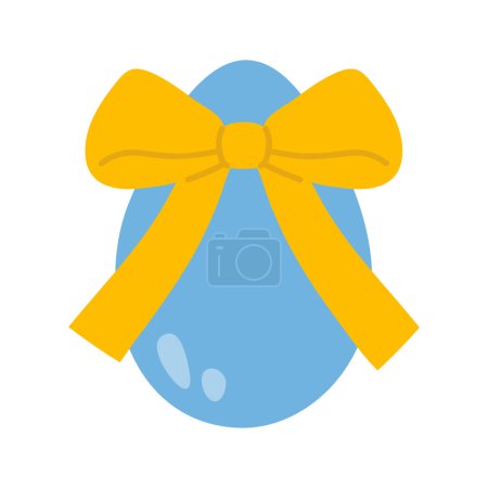 Foto de Ilustración vectorial lindo huevo de garabato con arco para sello digital, tarjeta de felicitación, pegatina, icono, diseño - Imagen libre de derechos