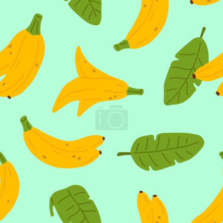 Photo for Vector seamless background pattern with bananas and leaves for surface pattern design - Royalty Free Image