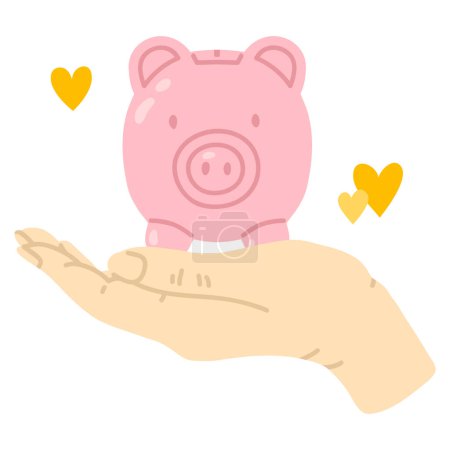 Photo for Vector illustration piggy bank for digital stamp,greeting card,sticker,icon, design - Royalty Free Image