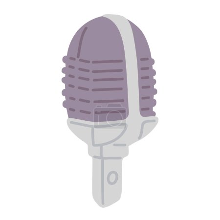 Téléchargez les illustrations : Illustration vectorielle microphone doodle pour timbre numérique, carte de vœux, autocollant, icône, design - en licence libre de droit
