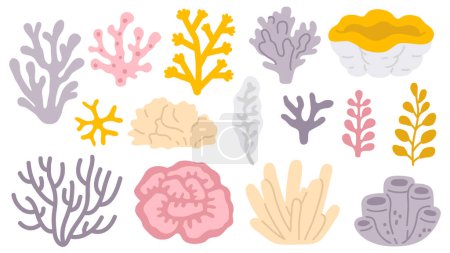 Photo for Vector illustration underwater plants set for digital stamp,greeting card,sticker,icon, design - Royalty Free Image