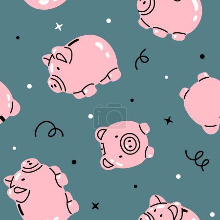 Photo for Vector seamless background pattern with piggy banks for surface pattern design - Royalty Free Image