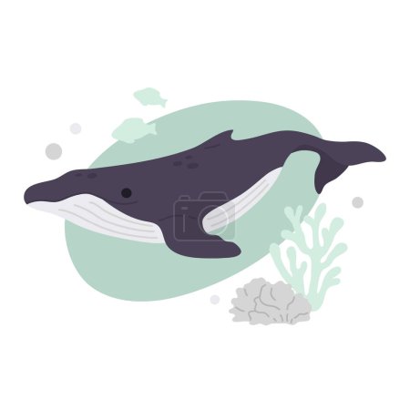 Vector illustration cute doodle whale print for digital stamp,greeting card,sticker,icon, design