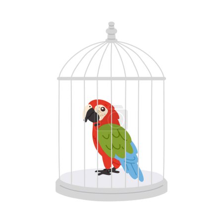 Photo for Vector illustration cute doodle macaw parrot in cage for digital stamp,greeting card,sticker,icon, design - Royalty Free Image