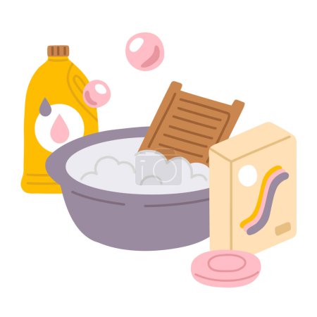 Vector illustration doodle tools for hand washing for digital stamp,greeting card,sticker,icon, design