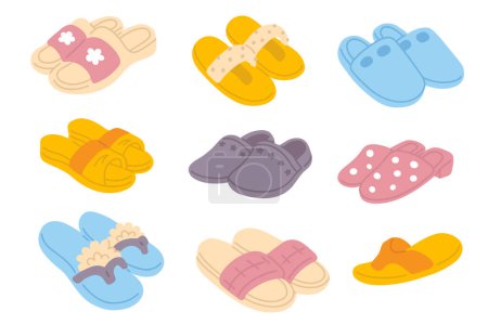 Photo for Vector illustration set of cute slippers for digital stamp,greeting card,sticker,icon,design - Royalty Free Image
