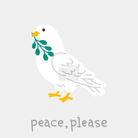 Photo for Vector illustration cute doodle dove with olive branch for digital stamp,greeting card,sticker,icon,design - Royalty Free Image