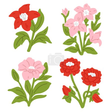 Photo for Vector illustration set of cute doodle flowers for digital stamp,greeting card,sticker,icon,design - Royalty Free Image
