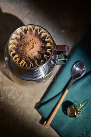 Photo for Closeup Barista Hot Coffee Drip Maker - Royalty Free Image