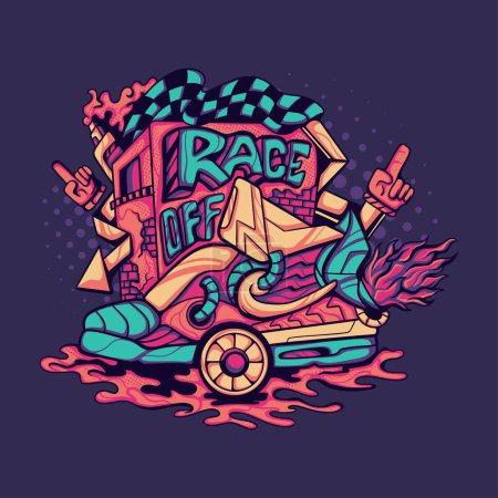Race Off Shoes Illustration for merchandise, apparel or other