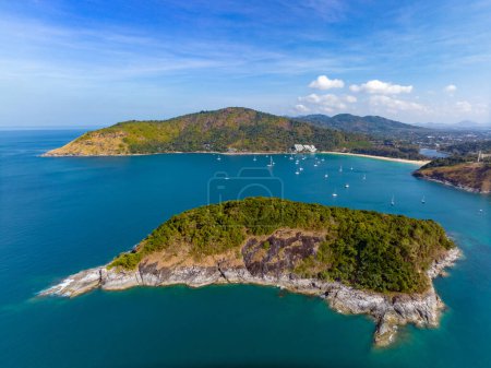 Photo for Aerial drone Koh Man island and Nai Han beach, Phuket, Thailand - Royalty Free Image