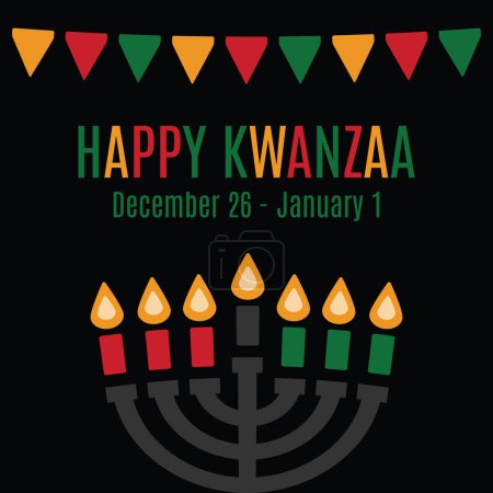 Téléchargez les illustrations : Joyeux Kwanzaa. Fête africaine. Illustration vectorielle sur fond noir. - en licence libre de droit