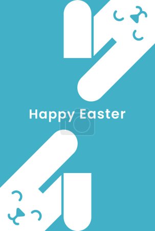 Illustration for Happy Easter, Easter card. White Easter bunnies peeking out of the corner. Vector illustration. - Royalty Free Image