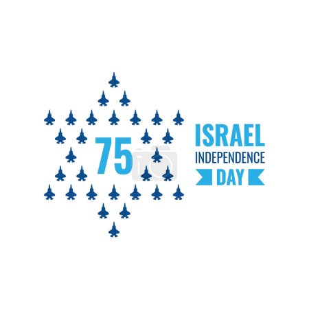 Happy Independence Day of Israel, 75-celebration. Israel Independence Day vector Illustration with airplanes shaped by the Star of David on white background.