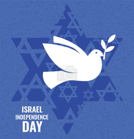 Ilustración de Día de la Independencia de Israel, Estrella de David, y paloma blanca de la paz. Ilustración vectorial. - Imagen libre de derechos