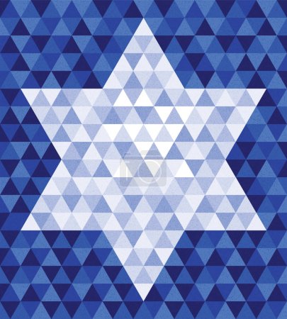 Illustration for Vector abstract background with triangles in the shape of the David Star. Blue Geometric Triangular abstract background. - Royalty Free Image