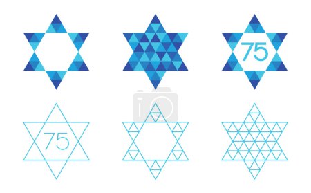 Illustration for Star of David with a triangle mosaic pattern on white background. Vector illustration. Israel independence day abstract icons. - Royalty Free Image