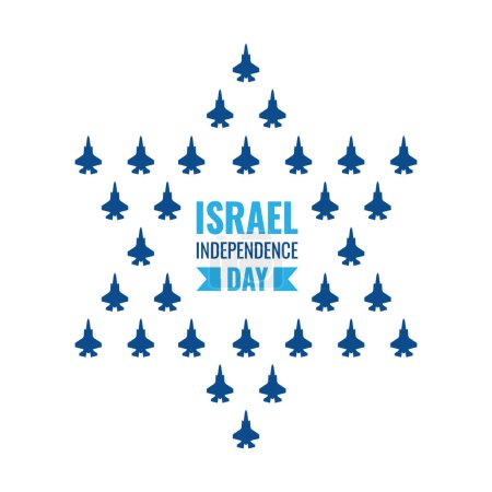 Ilustración de Israel Independence Day vector Ilustración con aviones formados por la Estrella de David sobre fondo blanco. - Imagen libre de derechos