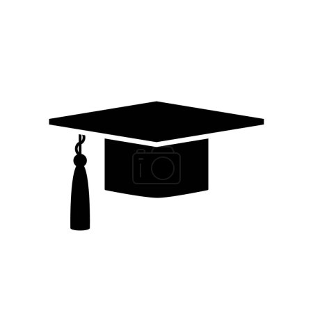 Illustration for Graduation cap with a black tassel, isolated on white background. Vector illustration. - Royalty Free Image
