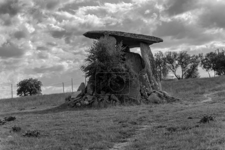 Ancient prehistoric dolmen. Anta da Melrica near Castelo de Vide. Portugal.